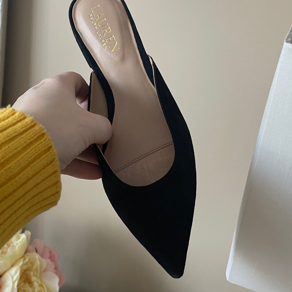 Ralph Lauren Black Suede Women's Mules